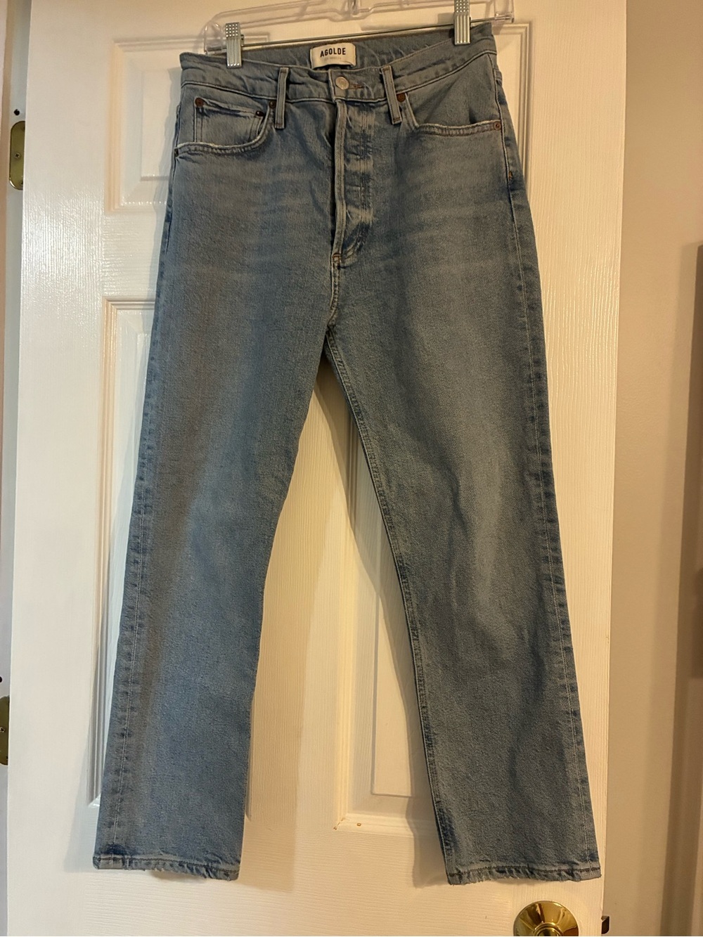AGOLDE Light Wash Riley Cropped Straight Leg Jeans